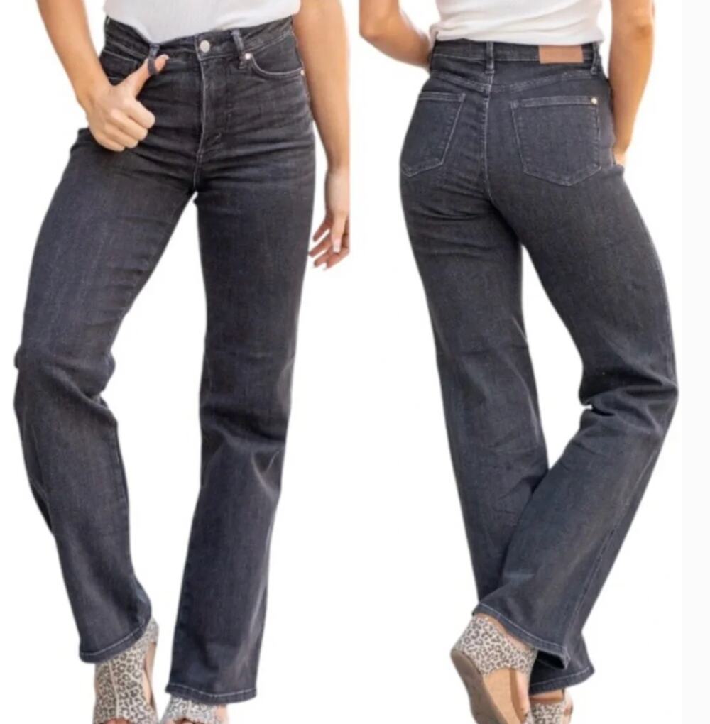 Judy Blue NWT Jeans 22W High Rise Tummy Control Straight Fit Black Denim Stretch